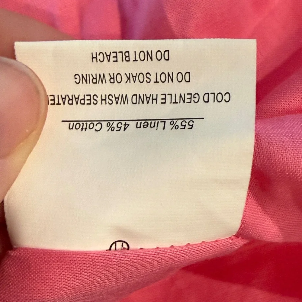 Hello Molly Pink One Shoulder Tie Front Linen Blend Mini Dress US 4‎ NEW